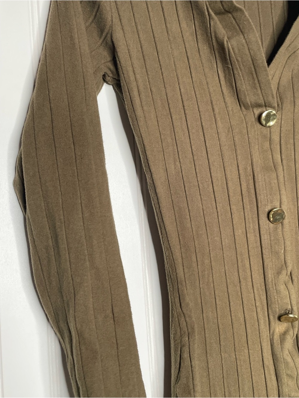 ZARA Button Front Ribbed Long Sleeve Dress - Picture 4 of 8